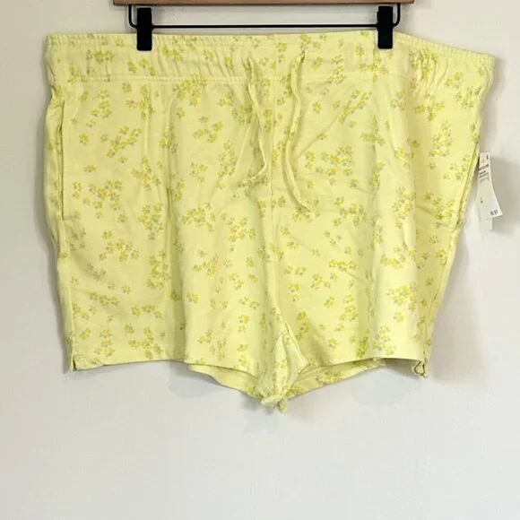 NWT Abound Organic Cotton Green Yellow Moxie Floral Pull On Shorts - 2X - Picture 2 of 5